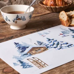 Set de table en vinyle blanc et bleu 45x30cm - Chalet