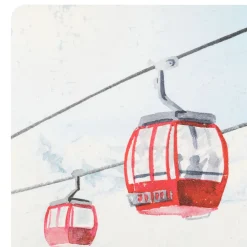 Set de table en vinyle blanc et rouge 45x30cm - Montagne