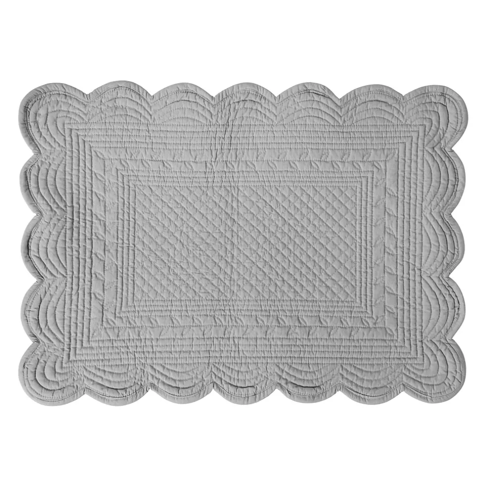Set de table rectangulaire boutis Gris Perle en Coton