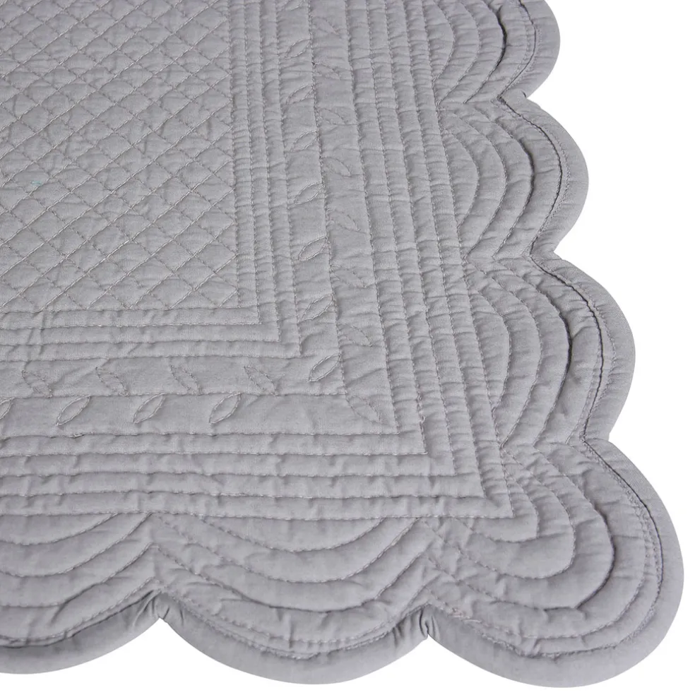 Set de table rectangulaire boutis Gris Perle en Coton