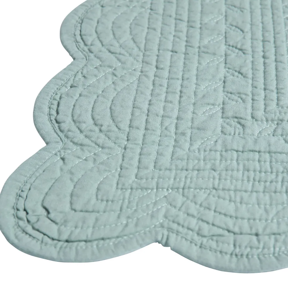 Set de table rectangulaire boutis Vert d'eau en Coton