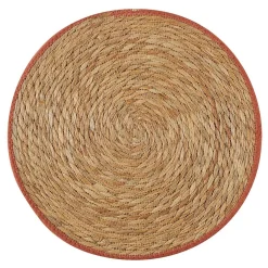 Set de table tressé en jonc de mer liseré terracotta d38cm