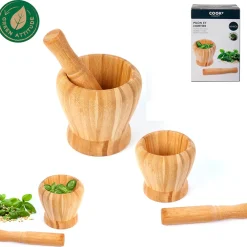 Set pilon et mortier en bambou