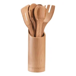 Set pot avec 7 ustensiles de cuisine en bambou