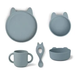 Set vaiselle enfant en silicone vivi lapin bleu de mer
