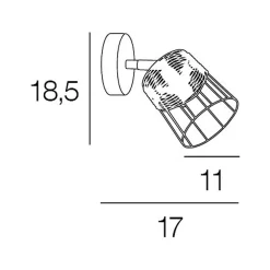 Spot 1 lumière en metal et rotin tresse h18.5cm noir - Indah