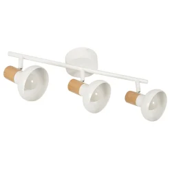 Spot 3 lumières en métal effet bois blanc - alvar