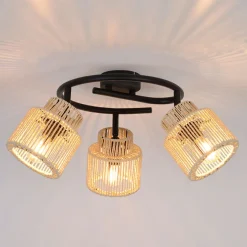 Spot 3 lumières en métal et cordelette naturel d47cm - Cancun