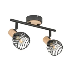 Spot 2 lumières en métal h16cm mat noir - kento