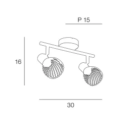 Spot 2 lumières en métal h16cm mat noir - kento