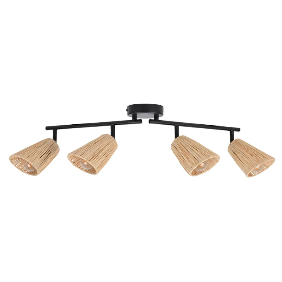 Spot 4 lumières en raphia naturel L60cm - Playa