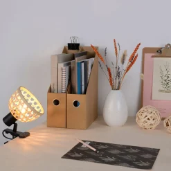 Spot à pince en métal et bambou h15cm noir - kami