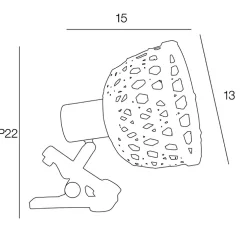 Spot à pince en métal et bambou h15cm noir - kami