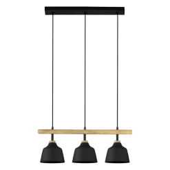 Suspension 3 feux en fer et manguier h121cm noir mat - ferese