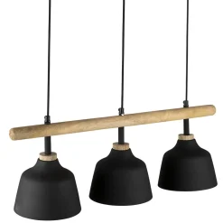 Suspension 3 feux en fer et manguier h121cm noir mat - ferese