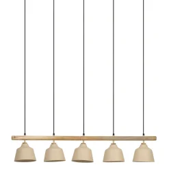 Suspension 5 lampes en fer et manguier sable L114cm - Ferese