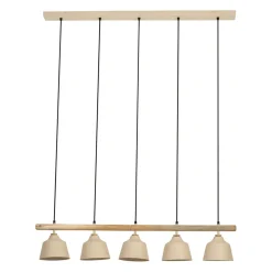 Suspension 5 lampes en fer et manguier sable L114cm - Ferese