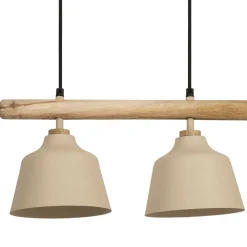 Suspension 5 lampes en fer et manguier sable L114cm - Ferese