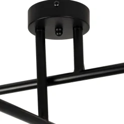 Suspension 4 lumières en fer et verre noir mat h36cm - Ardecor