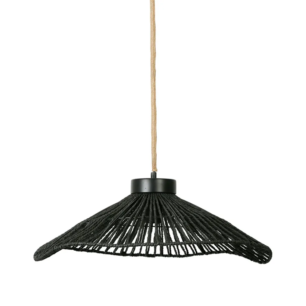 Suspension en corde de papier et fer d50cm noir - Calyp