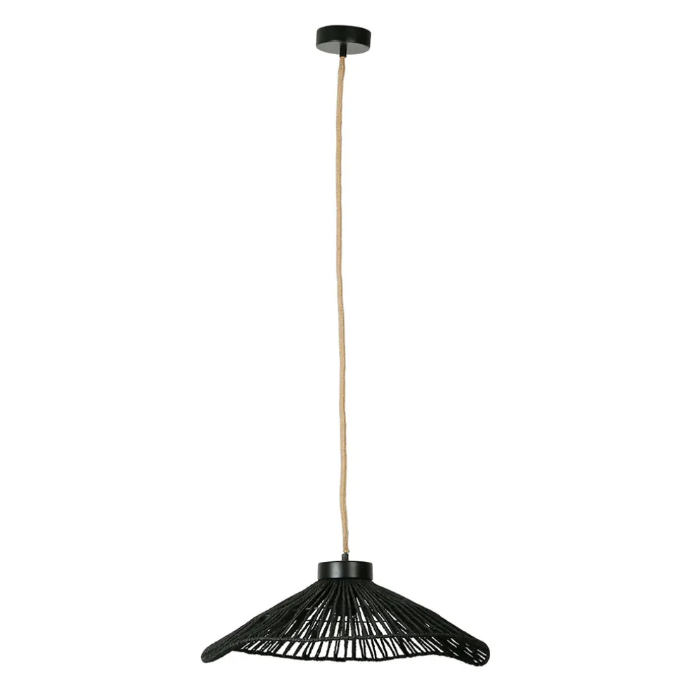 Suspension en corde de papier et fer d50cm noir - Calyp