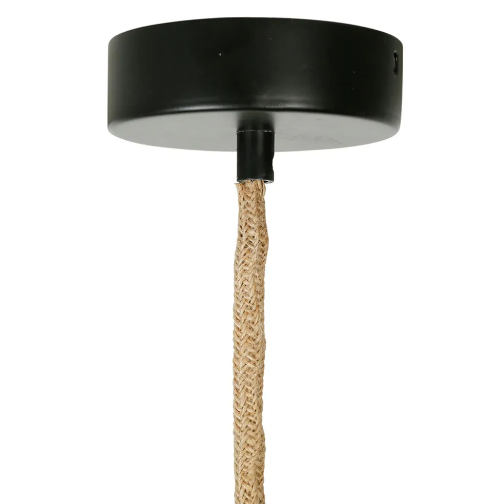 Suspension en corde de papier et fer d50cm noir - Calyp