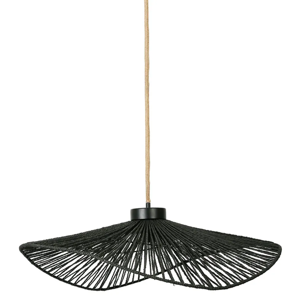 Suspension en corde de papier et fer d71cm noir - Calyp