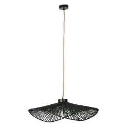 Suspension en corde de papier et fer d71cm noir - Calyp