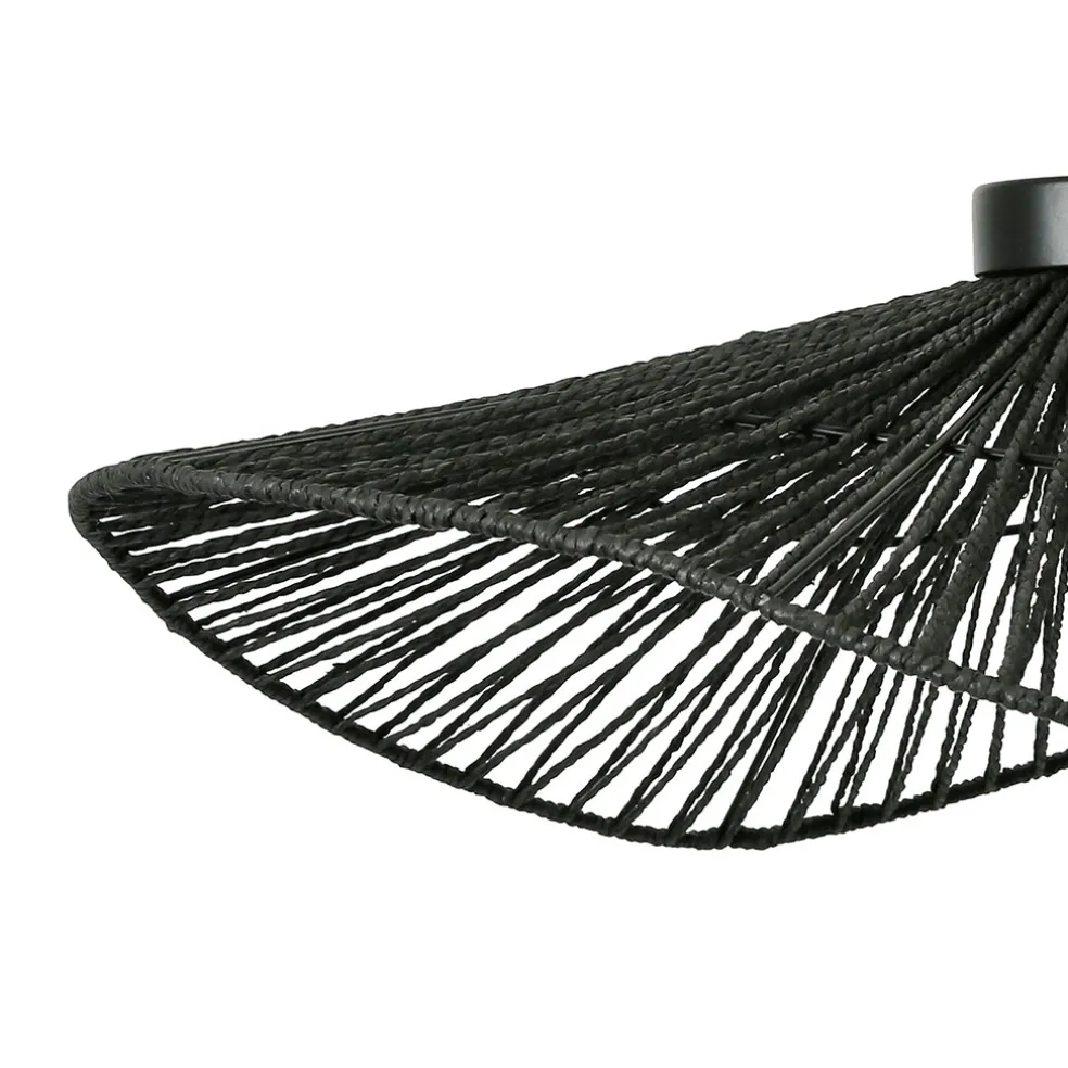 Suspension en corde de papier et fer d71cm noir - Calyp