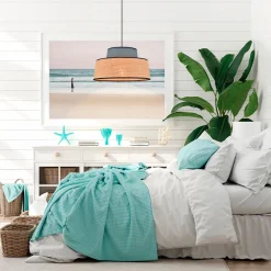 Suspension en coton et raphia d38cm pétrole - Mallorca