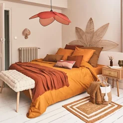 Suspension en lin japandi d70cm terracotta