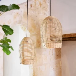 Suspension en rotin naturel et fer d34cm - Bohème