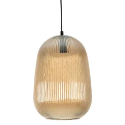 Suspension en verre ambre et fer d22x33cm - Lumi