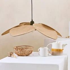 Suspension japandi en jute couleur lin naturel d70cm