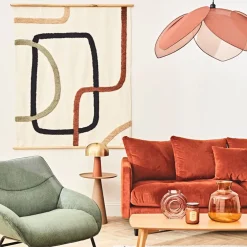 Suspension japandi en lin d110cm brun