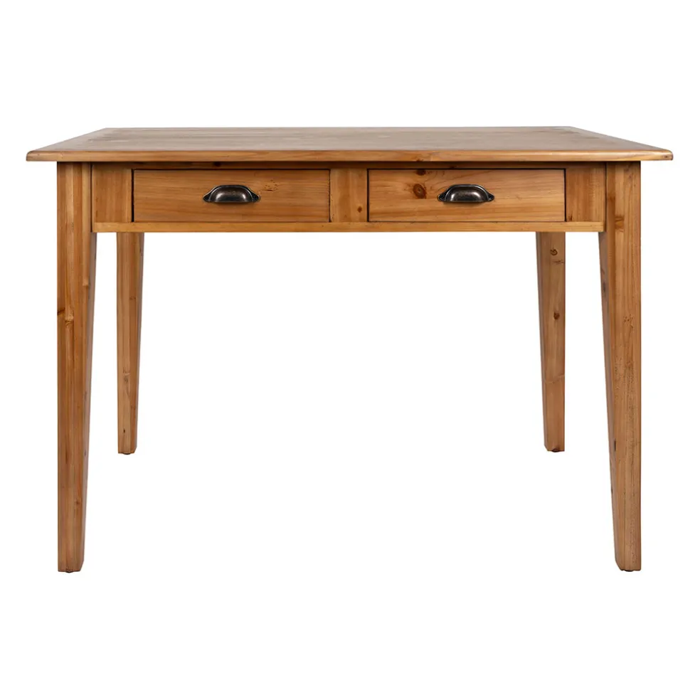 Table à manger 2 tiroirs en sapin et panneau de bois naturel 108x67cm - Terroir