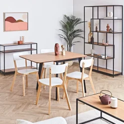 Table à manger avec rallonge en plaqué chêne 120x80cm - Roxy