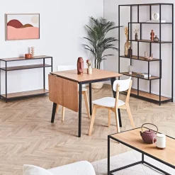 Table à manger avec rallonge en plaqué chêne 120x80cm - Roxy