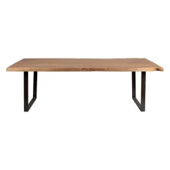 Table à manger en acacia massif et pieds en fer noir 200x100cm - Factory