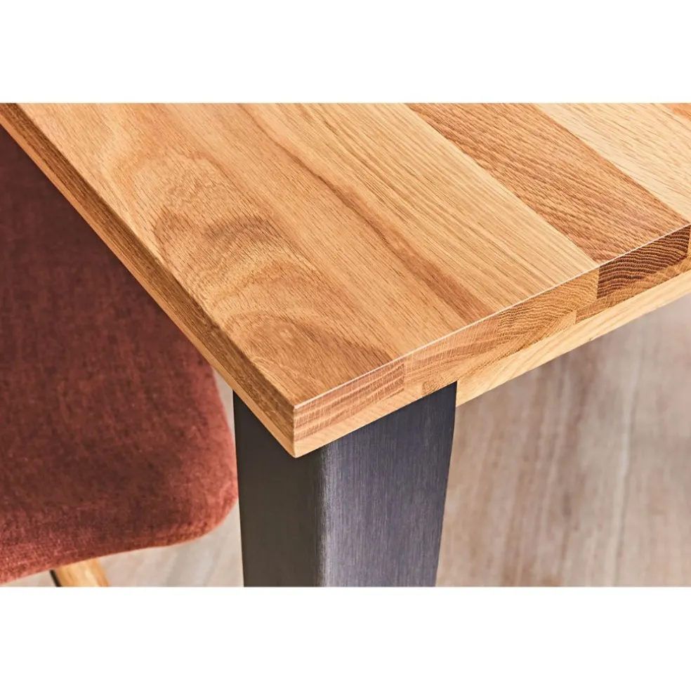 Table à manger en chêne massif et pieds acier 160x90cm- Manny