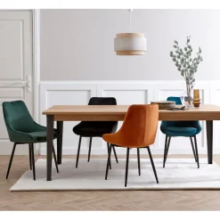 Table à manger en chêne massif et pieds acier L200cm - Manny