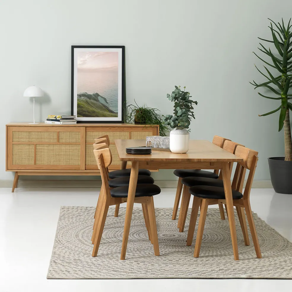 Table à manger en placage chêne naturel 190x90cm - barrali