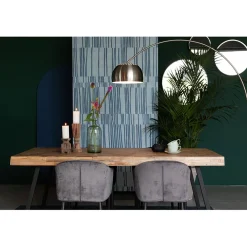 Table à manger en teck massif et pieds métal 200x90cm - Suri