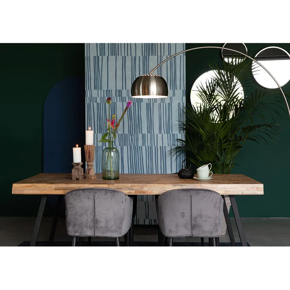 Table à manger en teck massif et pieds métal 200x90cm - Suri