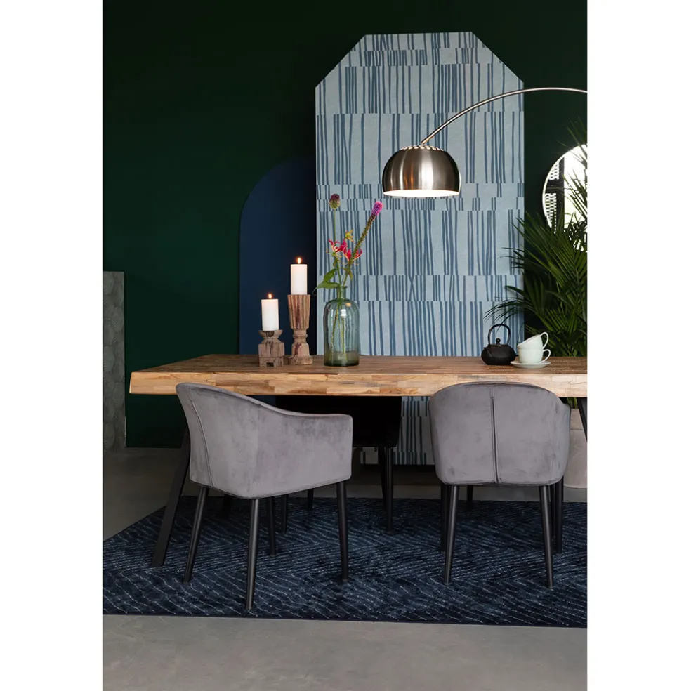 Table à manger en teck massif et pieds métal 200x90cm - Suri