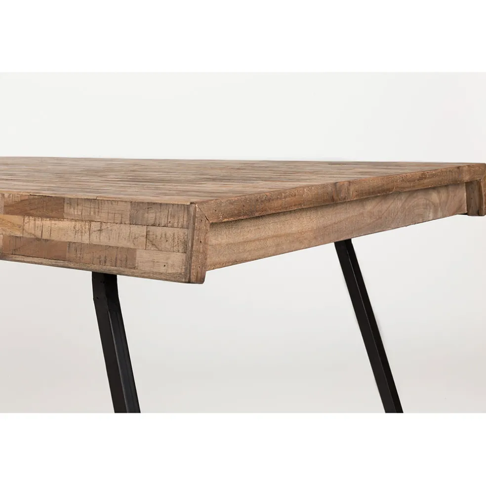 Table à manger en teck massif et pieds métal 200x90cm - Suri