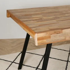 Table à manger en teck massif et pieds métal 200x90cm - Suri