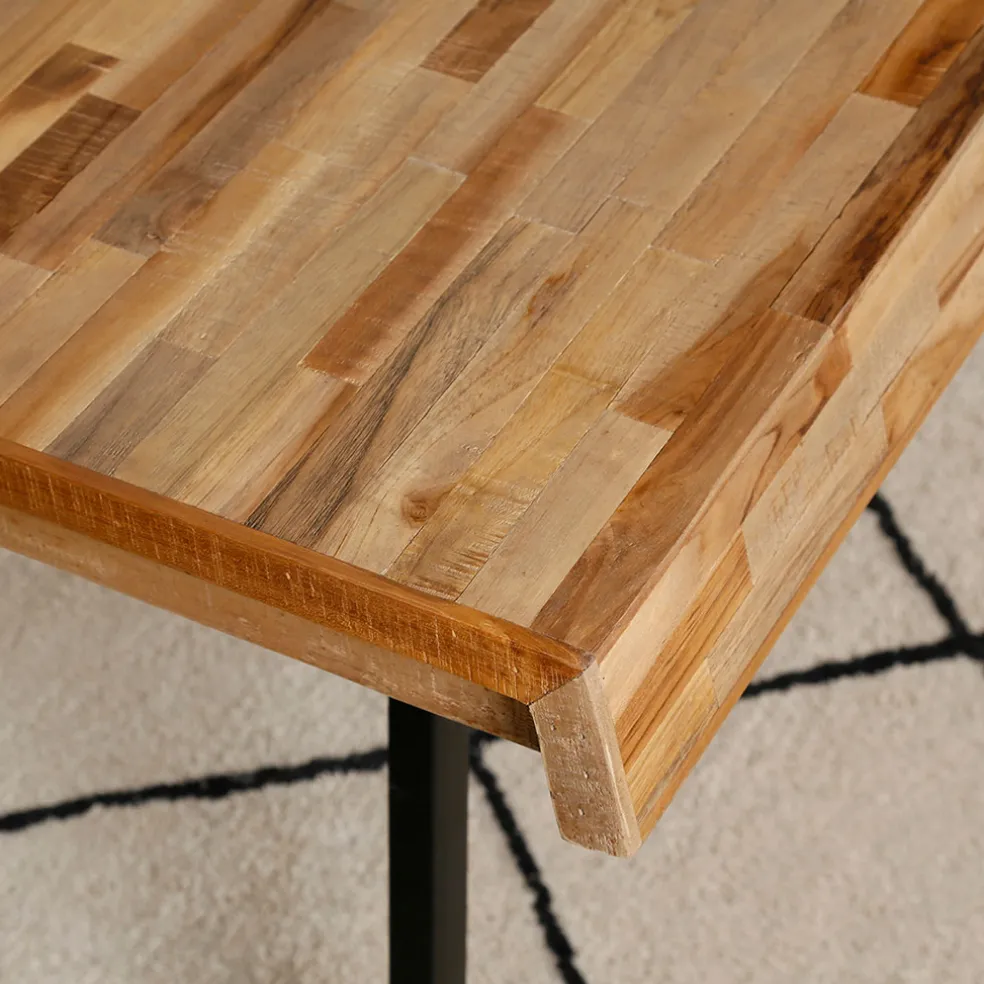 Table à manger en teck massif et pieds métal 200x90cm - Suri