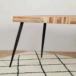 Table à manger en teck recyclé et métal 150x75cm - Wally