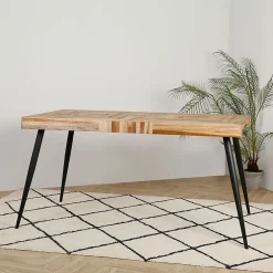 Table à manger en teck recyclé et métal 150x75cm - Wally